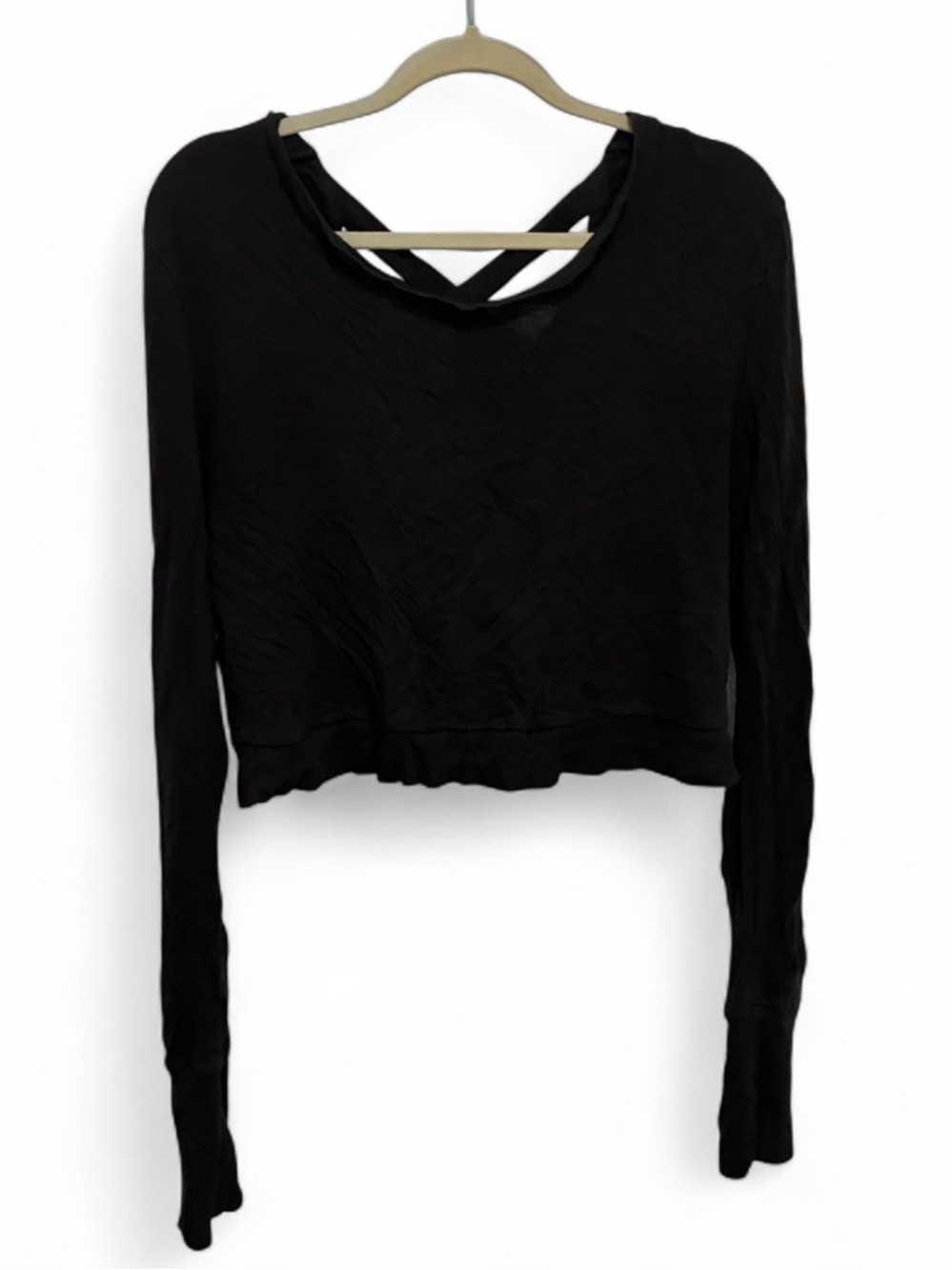 Alo Yoga Black Crisscross Back Long-Sleeve Cropped Top